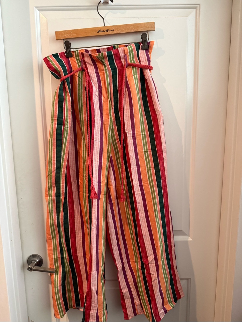 FARM Rio Multicolor Striped Wide Leg Pants - Pink, Red, Orange, Green, Yellow